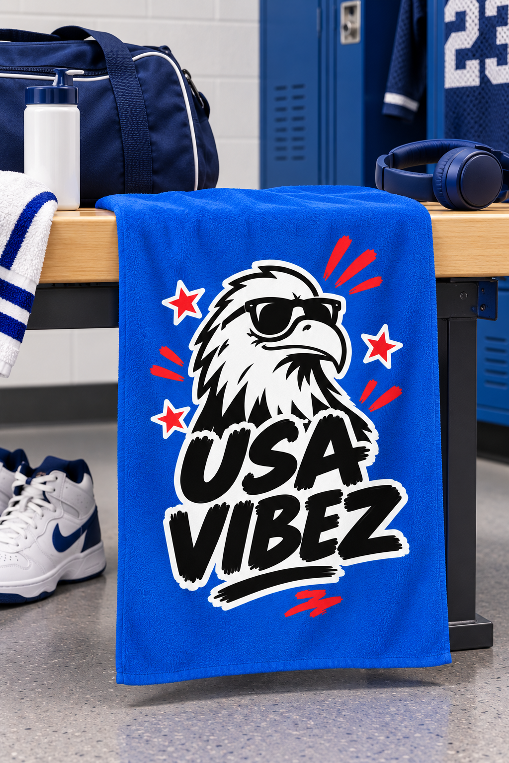 USA Vibez Eagle Beach Towel | Patriotic Stars Red White Blue