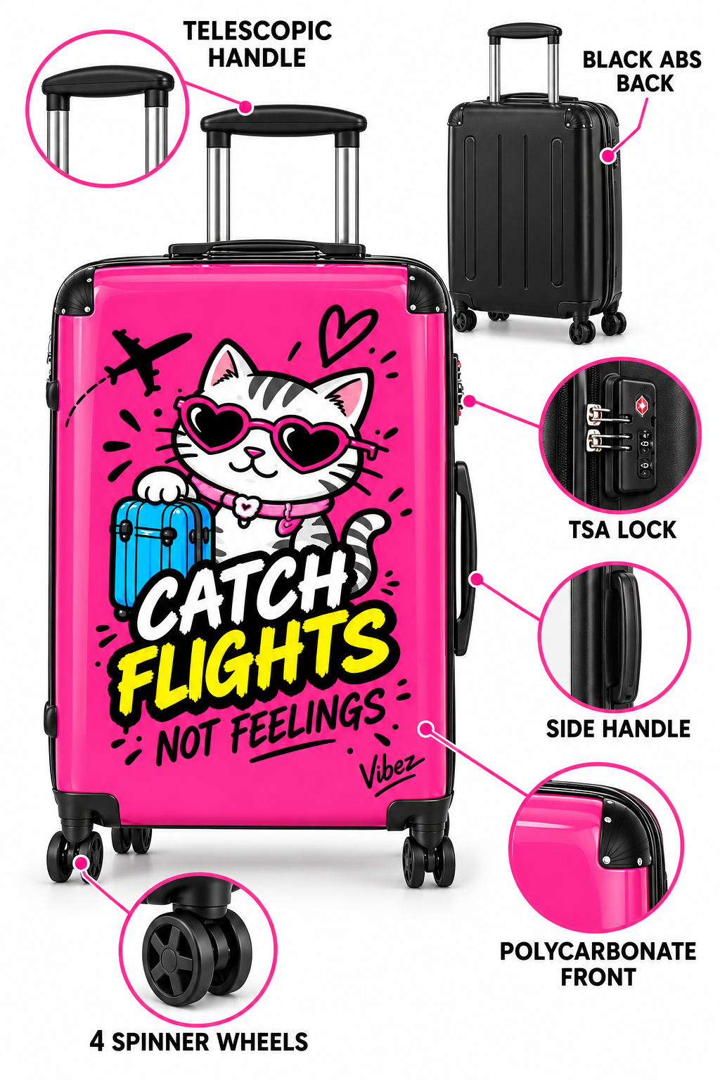 Catch Flights Not Feelings Suitcase