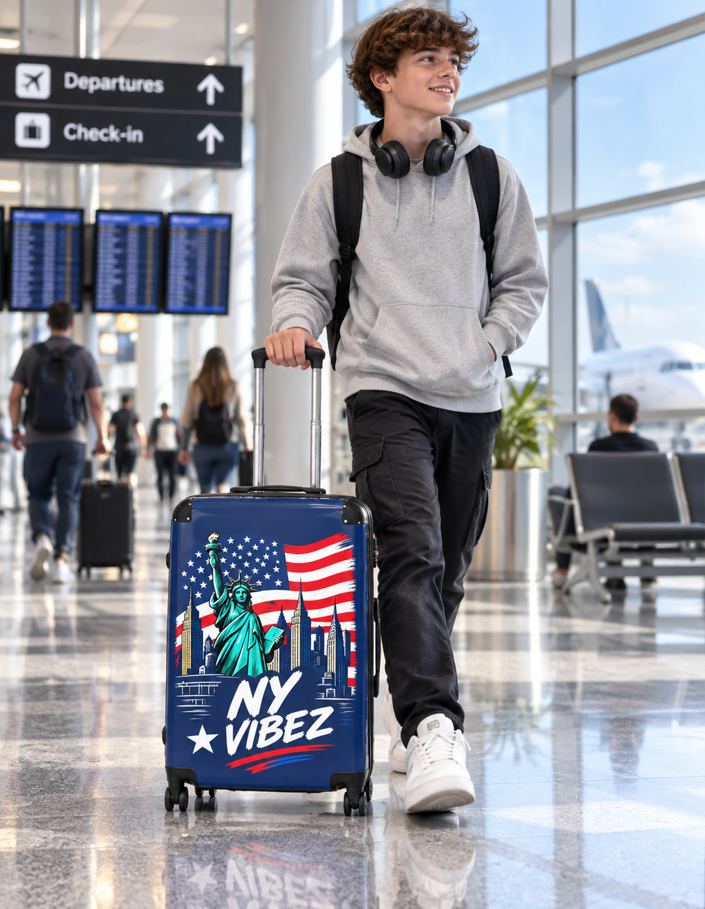 NY Vibez Statue of Liberty Suitcase | American Flag Travel Luggage