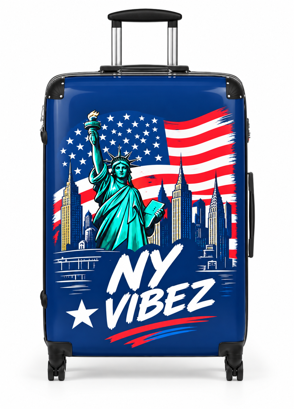 NY Vibez Statue of Liberty Suitcase | American Flag Travel Luggage