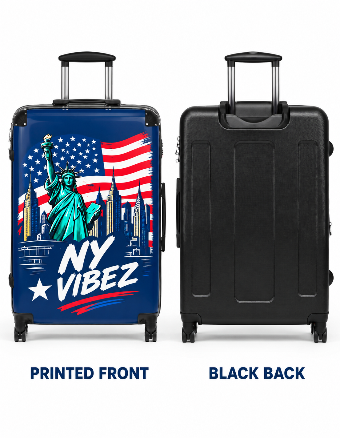 NY Vibez Statue of Liberty Suitcase | American Flag Travel Luggage