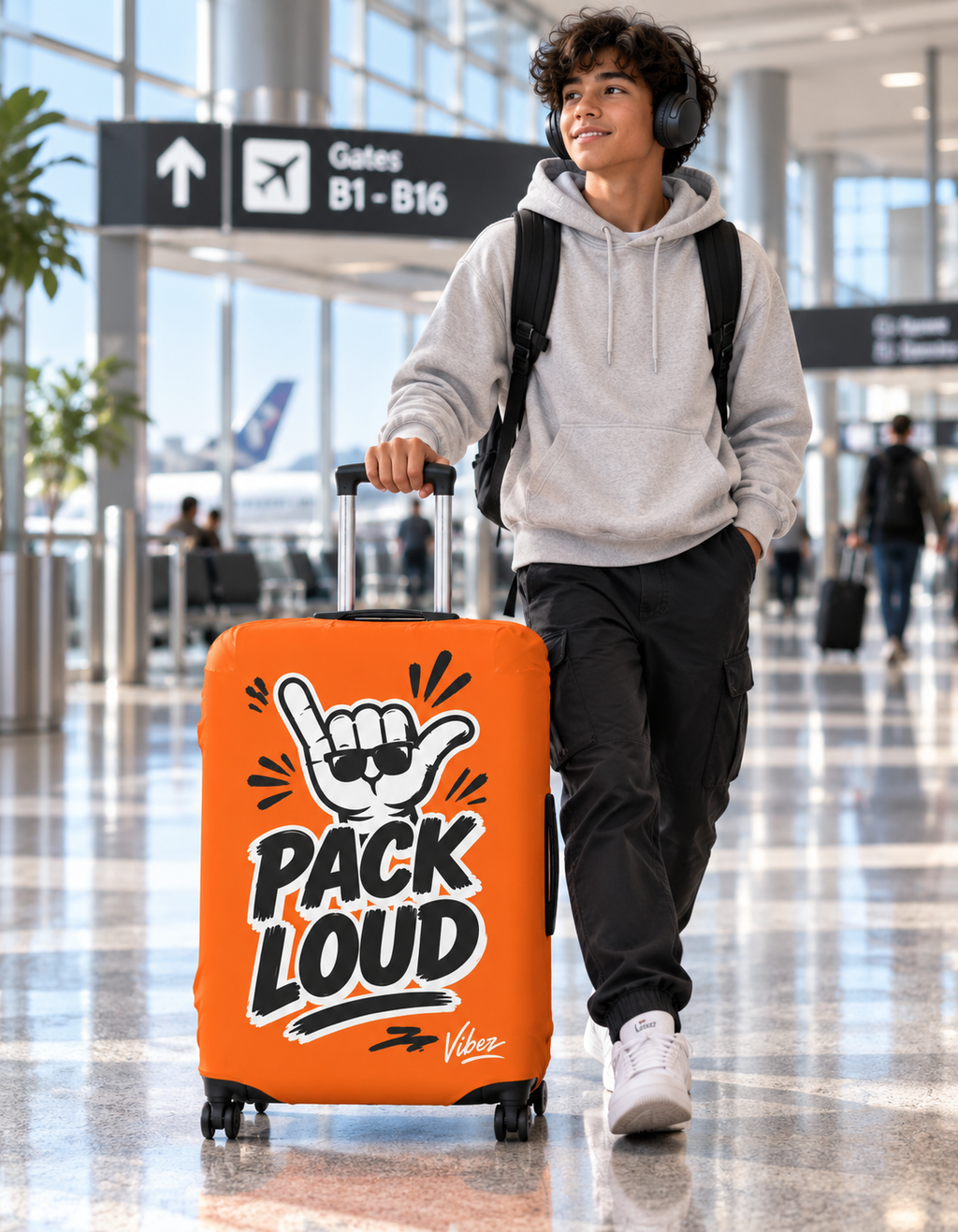 Pack Loud Shaka Luggage Cover | Orange Travel Protector