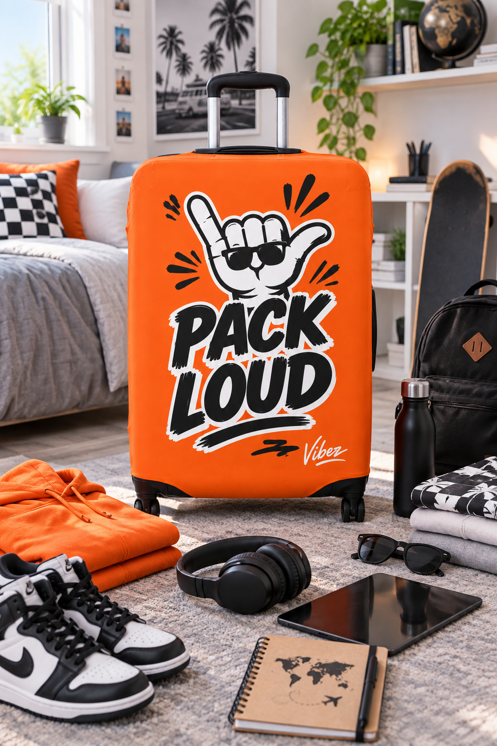Pack Loud Shaka Luggage Cover | Orange Travel Protector