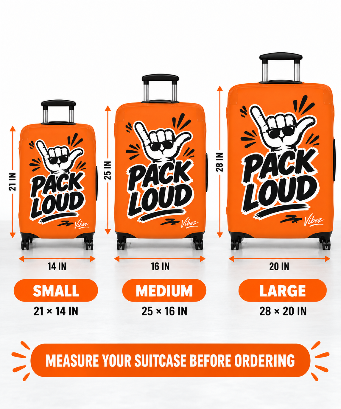 Pack Loud Shaka Luggage Cover | Orange Travel Protector