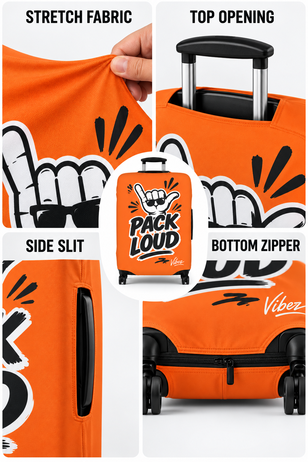 Pack Loud Shaka Luggage Cover | Orange Travel Protector