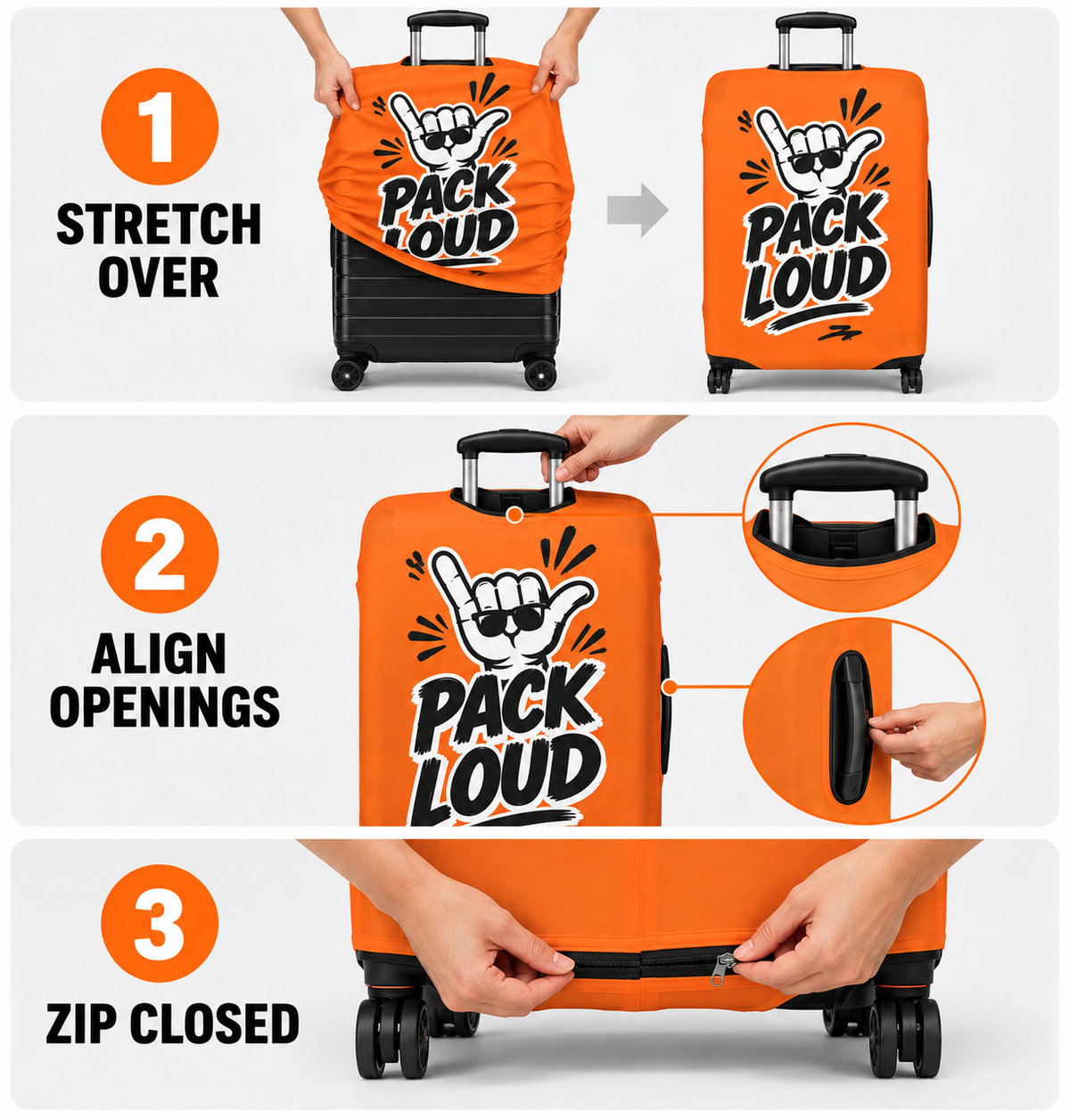 Pack Loud Shaka Luggage Cover | Orange Travel Protector