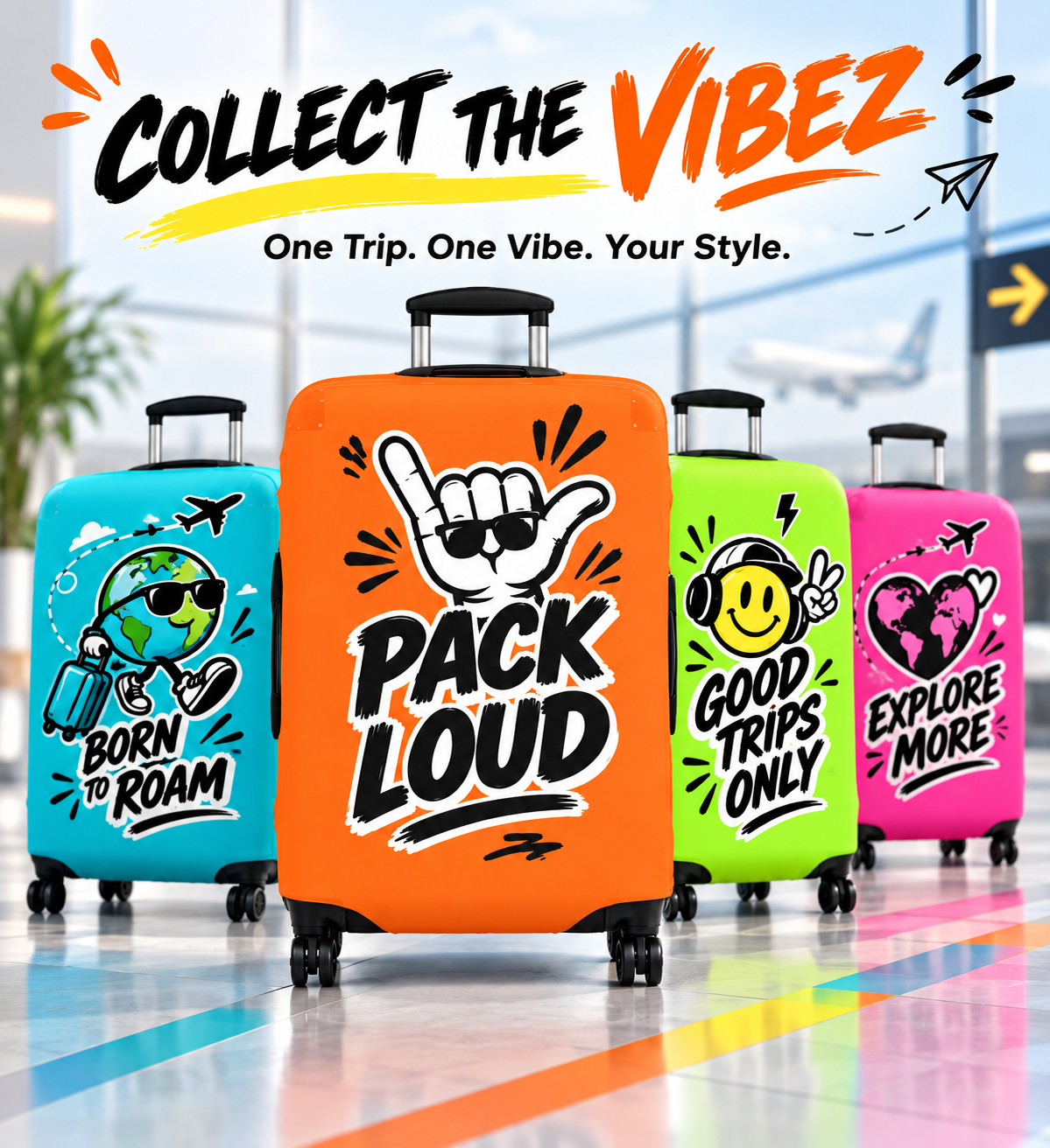 Pack Loud Shaka Luggage Cover | Orange Travel Protector