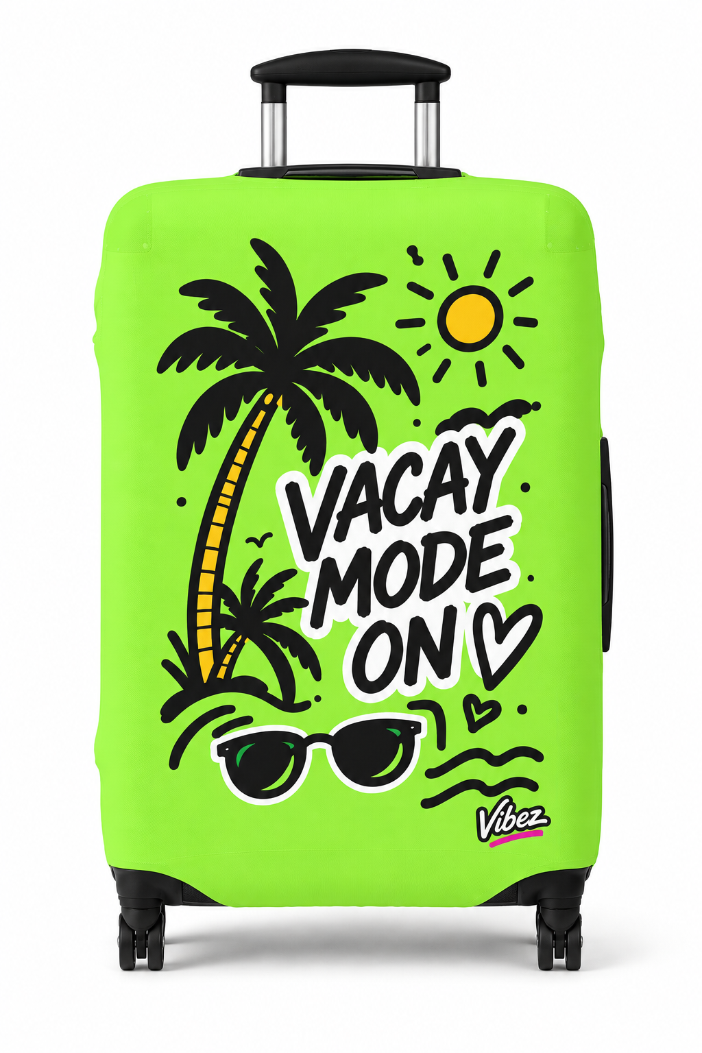 Vacay Mode On Luggage Cover | Neon Palm Tree Sunglasses Beach Travel
