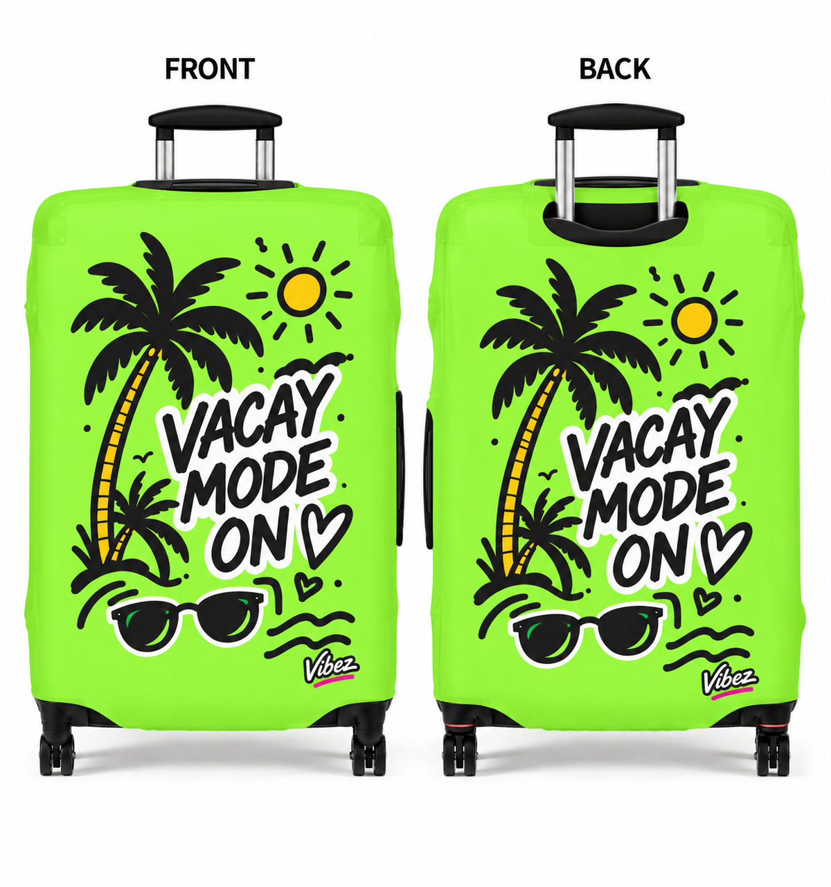 Vacay Mode On Luggage Cover | Neon Palm Tree Sunglasses Beach Travel