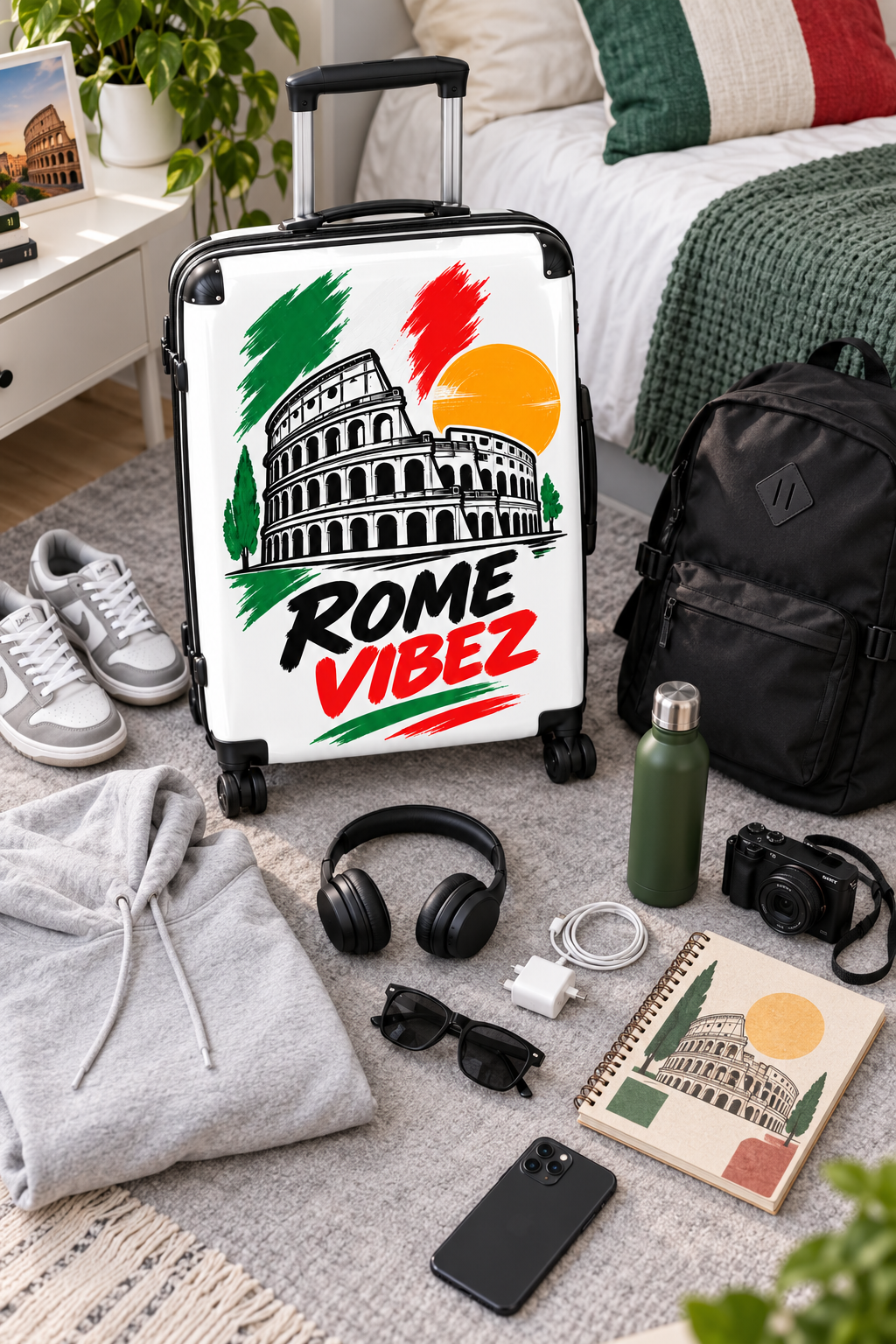 Rome Vibez Suitcase | Colosseum Italy Travel Luggage