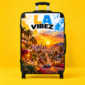 LA Vibez Sunset Palm Tree Suitcase | Los Angeles Skyline Travel Luggage