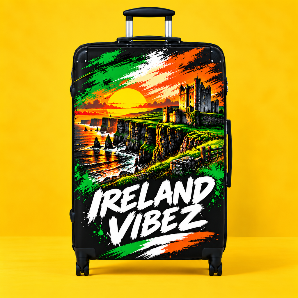 Ireland Vibez Suitcase | Irish Cliffs Sunset Travel Luggage