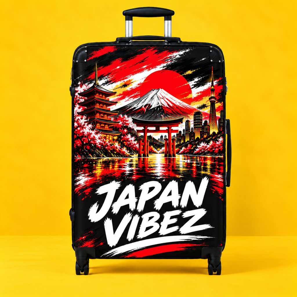 Japan Vibez Suitcase | Mount Fuji Pagoda Sunset Luggage