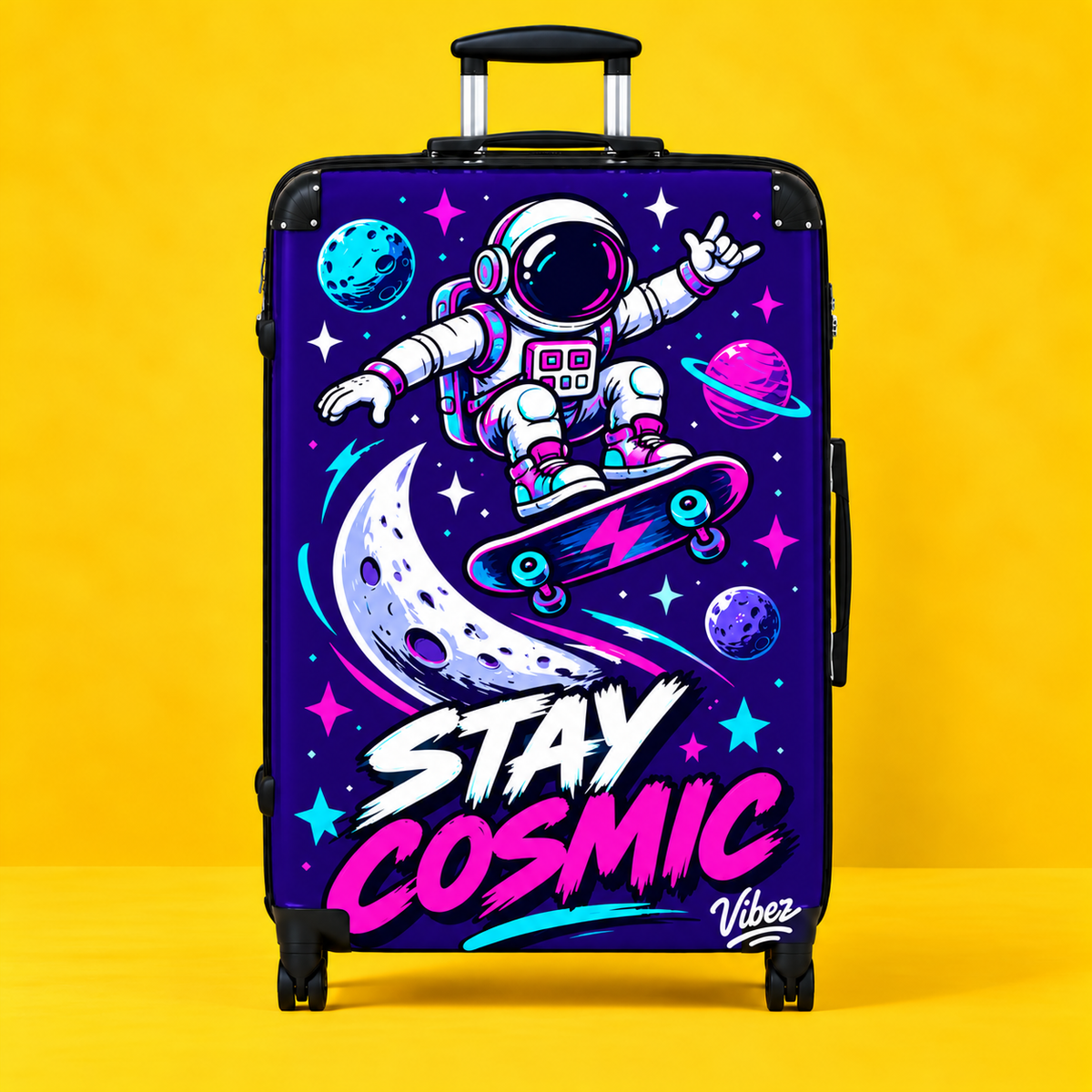 Stay Cosmic Astronaut Skateboard Suitcase | Space Travel Luggage