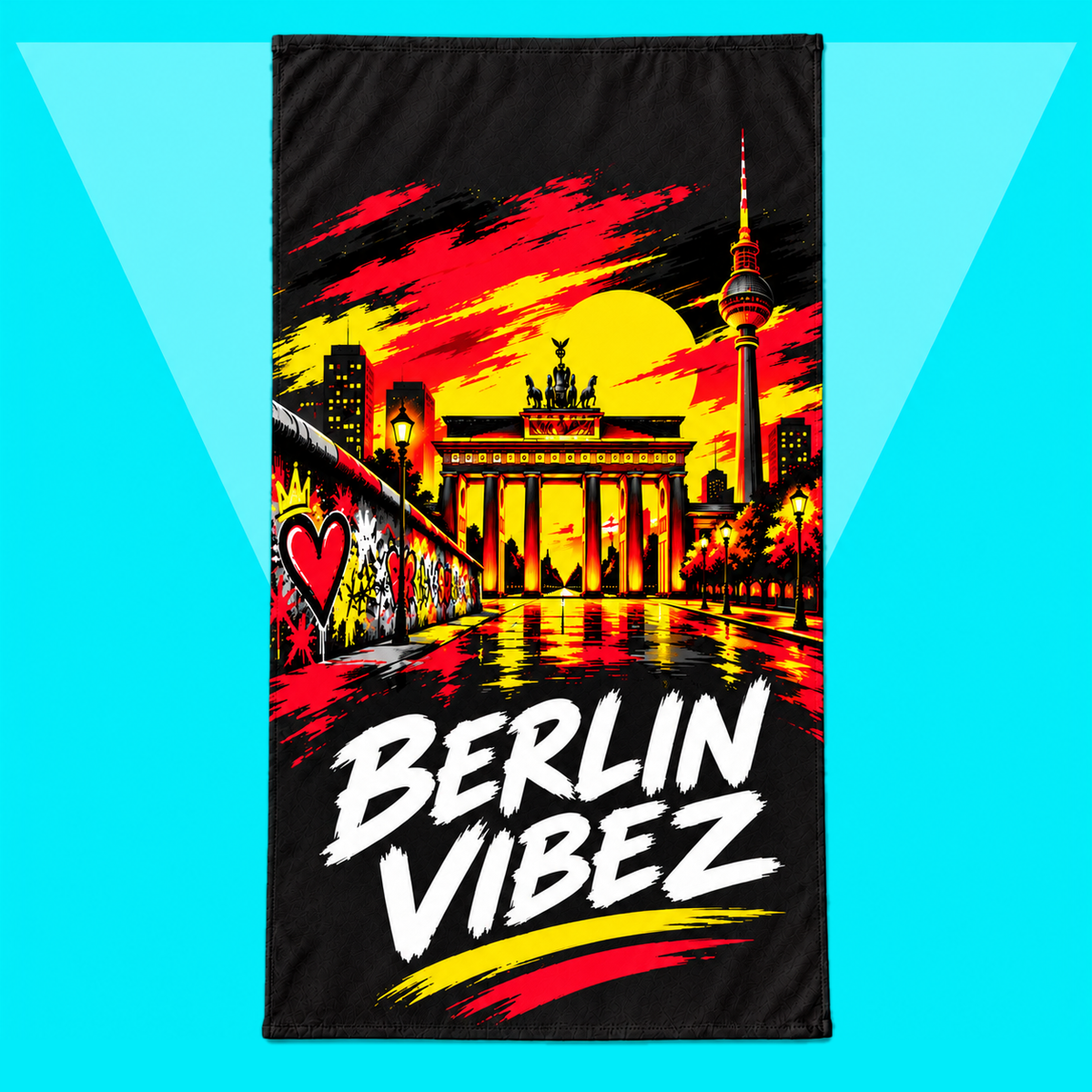 Berlin Vibez Beach Towel | Brandenburg Gate Skyline Graphic