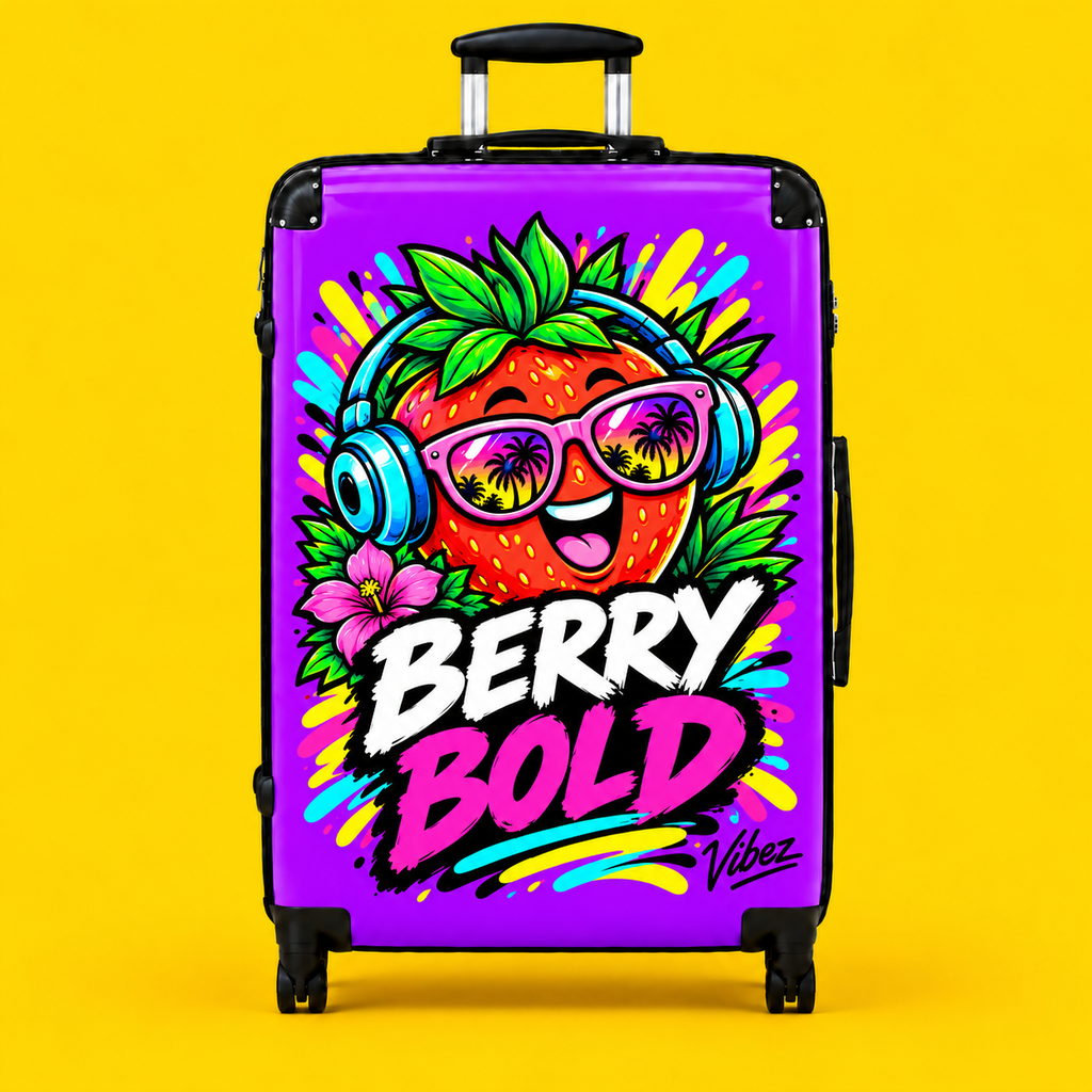 Berry Bold Strawberry Suitcase | Colorful Cartoon Fruit Luggage