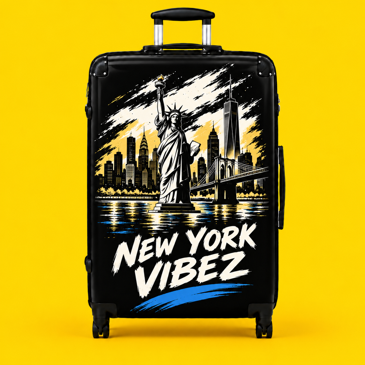 New York Vibez Suitcase | Statue of Liberty Skyline Luggage