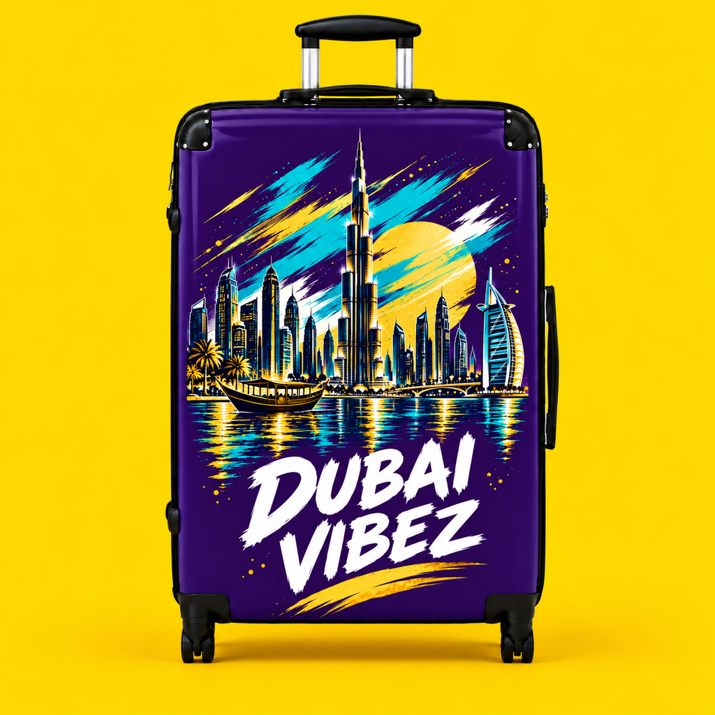 Dubai Vibez Suitcase | Skyline Luggage Cover, Travel Case