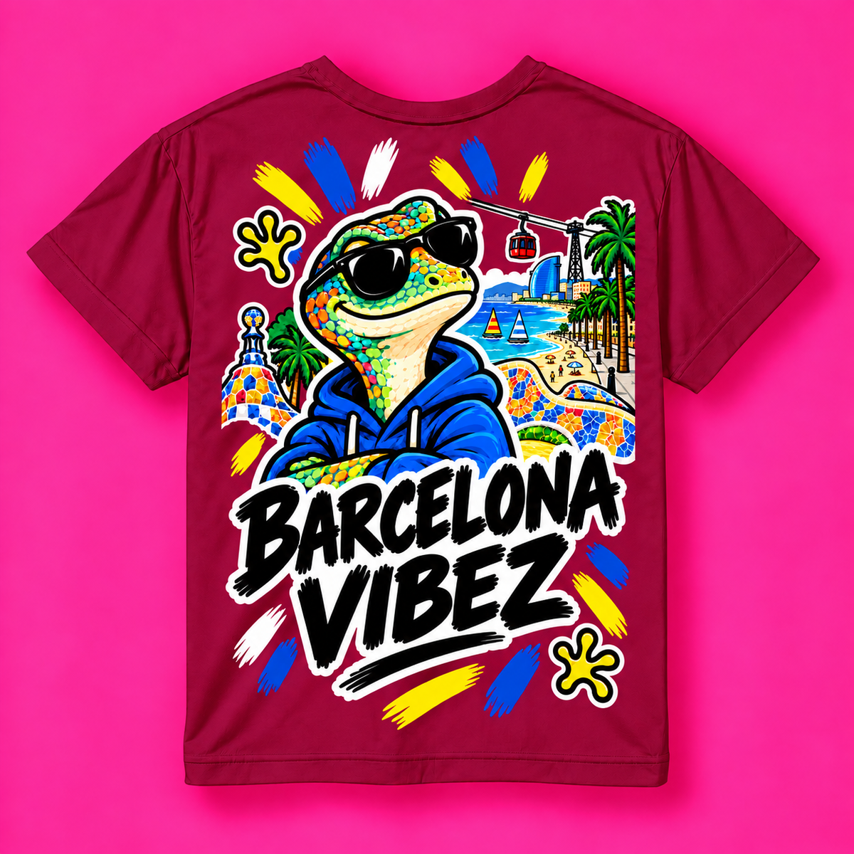Barcelona Vibez Frog Graphic Kids Jersey | Barcelona beach skate art