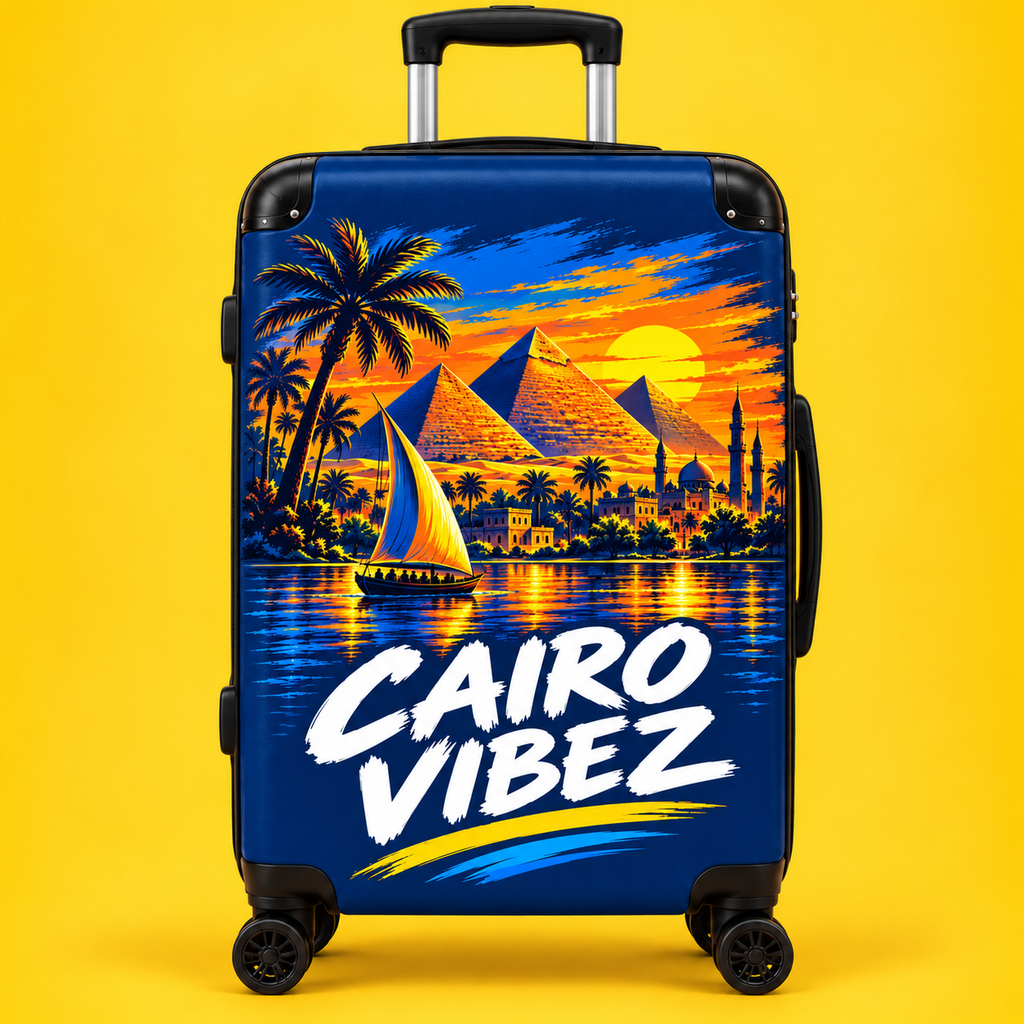 Cairo Vibez Suitcase | Egyptian Pyramids Sunset Travel Luggage