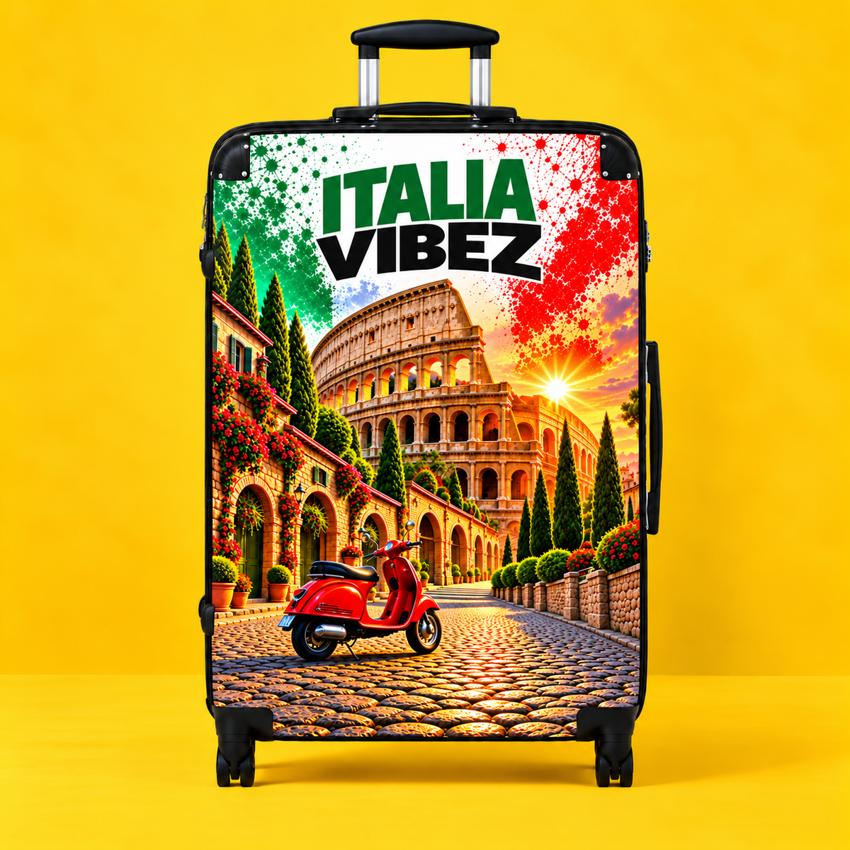 Italia Vibez Suitcase | Colosseum Scooter Italy Travel Luggage