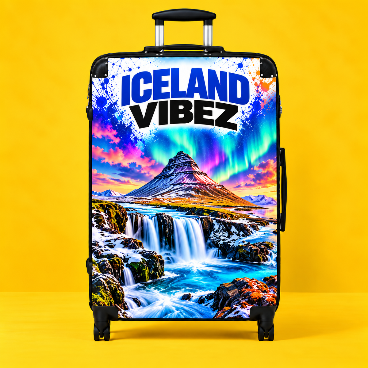 Iceland Vibez Suitcase | Northern Lights Waterfall Travel Luggage