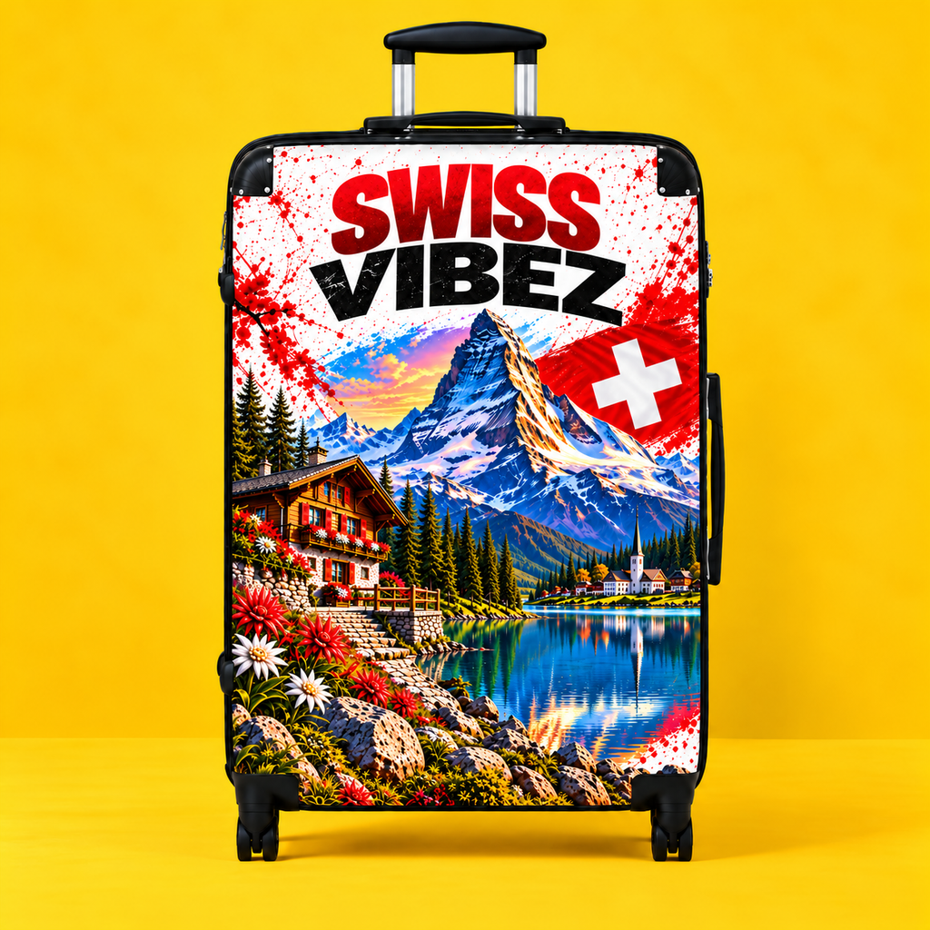 Swiss Vibez Suitcase | Mountain Chalet Scenic Luggage