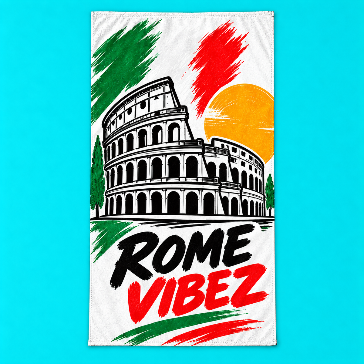 Rome Vibez Beach Towel | Colosseum Italy Flag Colors
