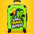 Chill Travel Repeat dinosaur suitcase | hardshell luggage, tropical design