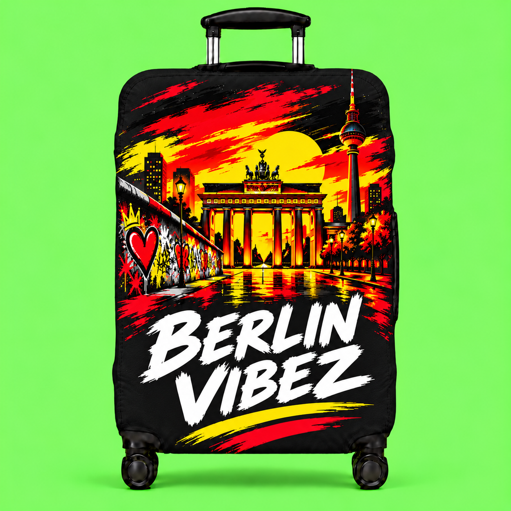 Berlin Vibez Luggage Cover | Brandenburg Gate Skyline Suitcase Protector
