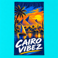Cairo Vibez beach towel | Pyramids sunset sailboat palm trees