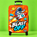 Astronaut Rocket Blast Off Luggage Cover | Orange Space Travel