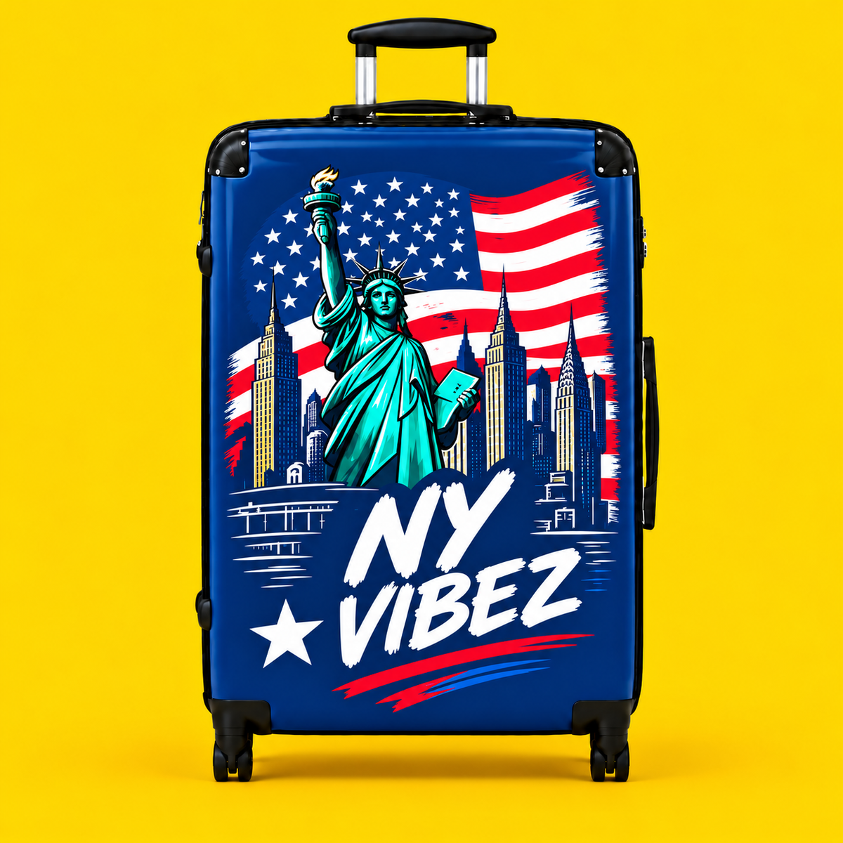 NY Vibez Statue of Liberty Suitcase | American Flag Travel Luggage