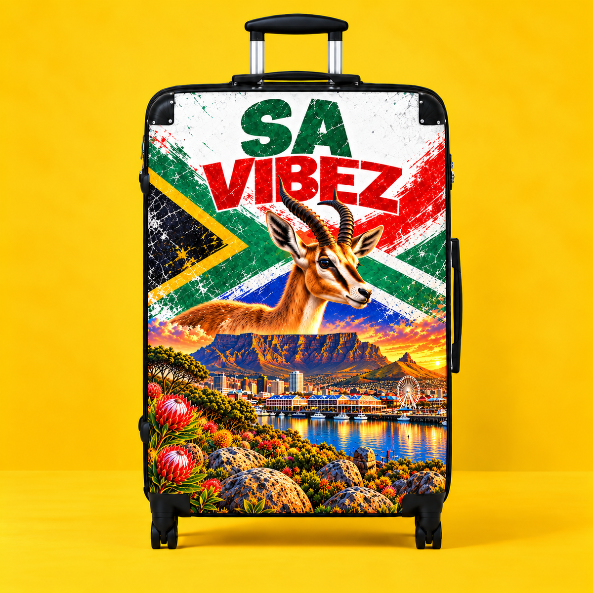 SA Vibez Suitcase | South African Flag, Springbok, Cape Town Landscape