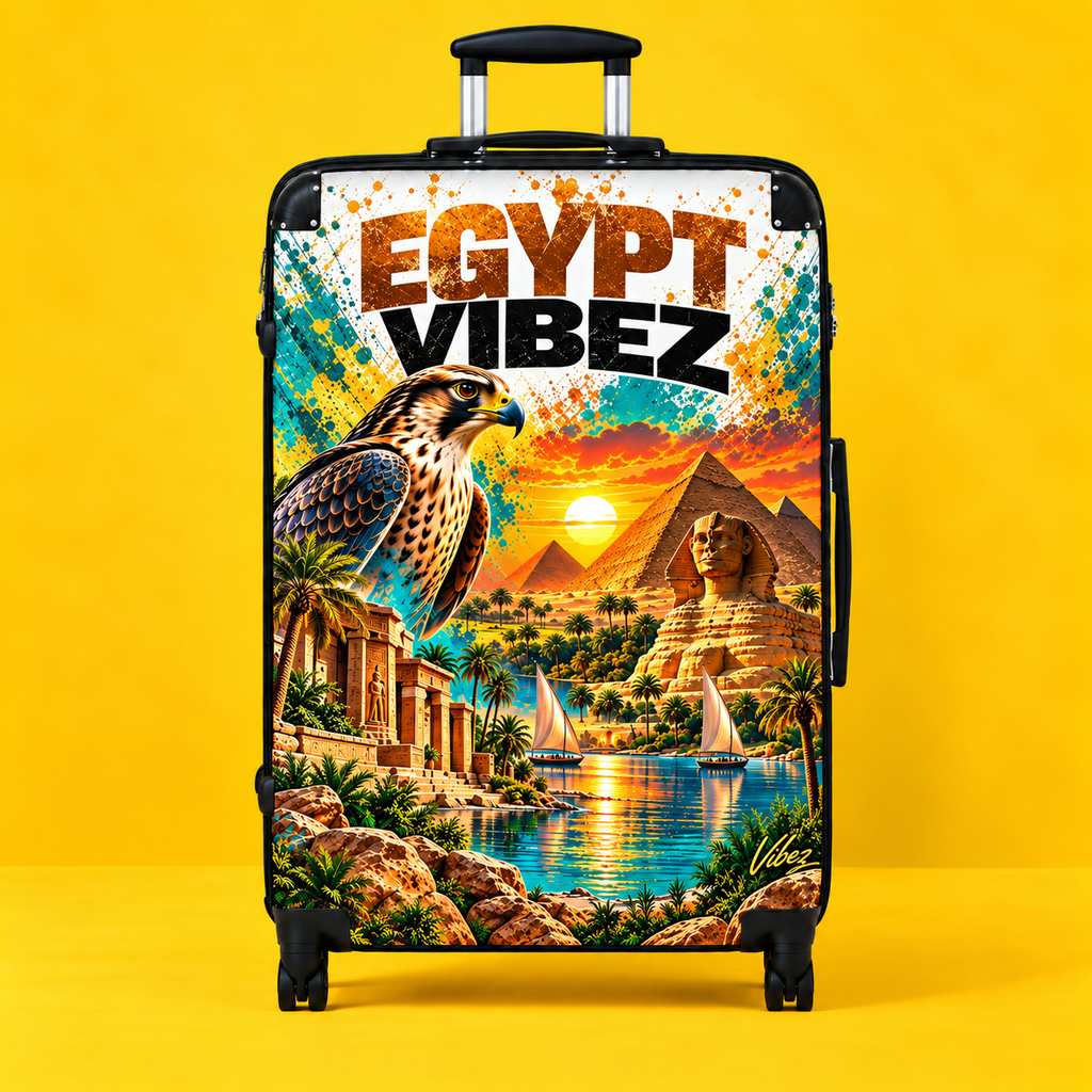 Egypt Vibez Suitcase | Egyptian Pyramids Sphinx Travel Luggage