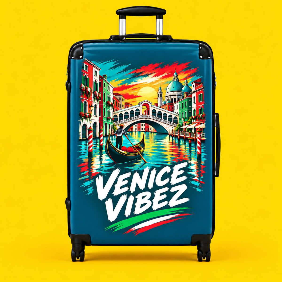 Venice Vibez Suitcase | Colorful Gondola Canal Travel Luggage