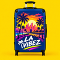LA Vibez suitcase | Retro Sunset Palm Trees, Los Angeles Skyline luggage