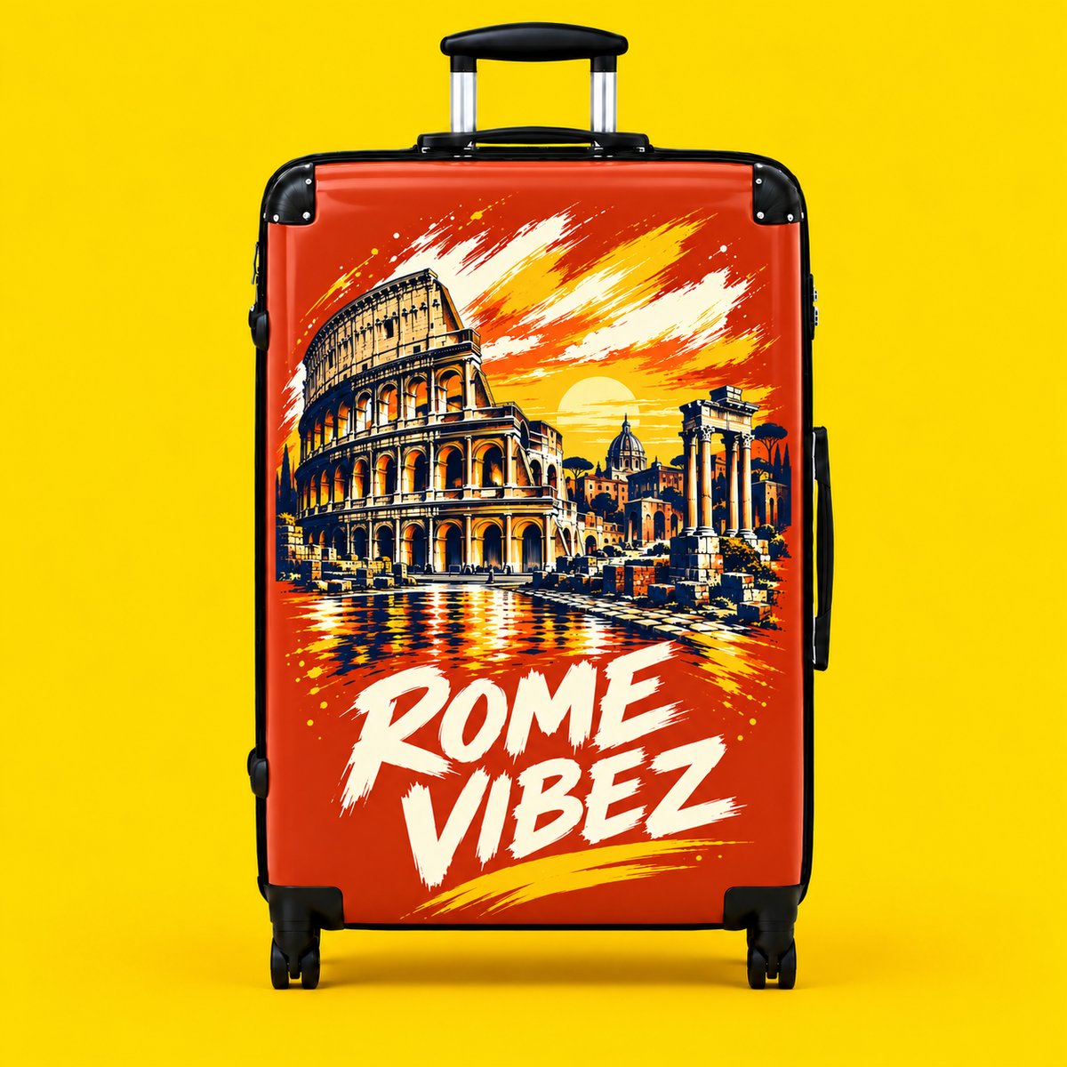 Rome Vibez Suitcase | Colosseum Travel Luggage, Italian Cityscape Print
