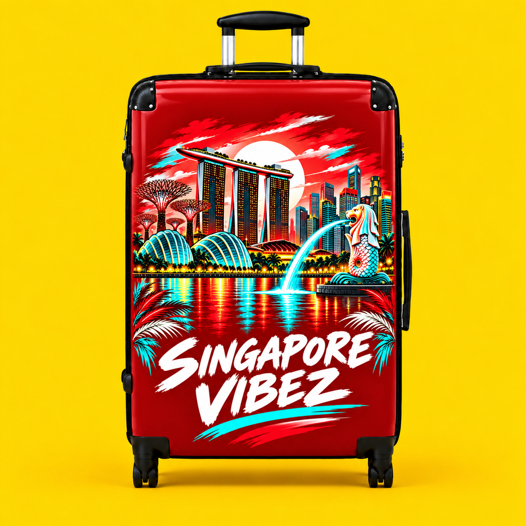 Singapore Vibez Suitcase | Merlion Marina Bay Skyline Luggage