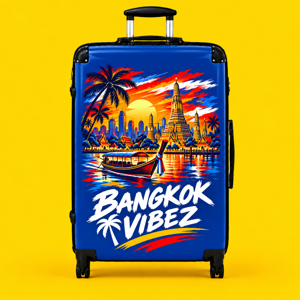 Bangkok Vibez Suitcase | Tropical Sunset Cityscape Luggage Cover