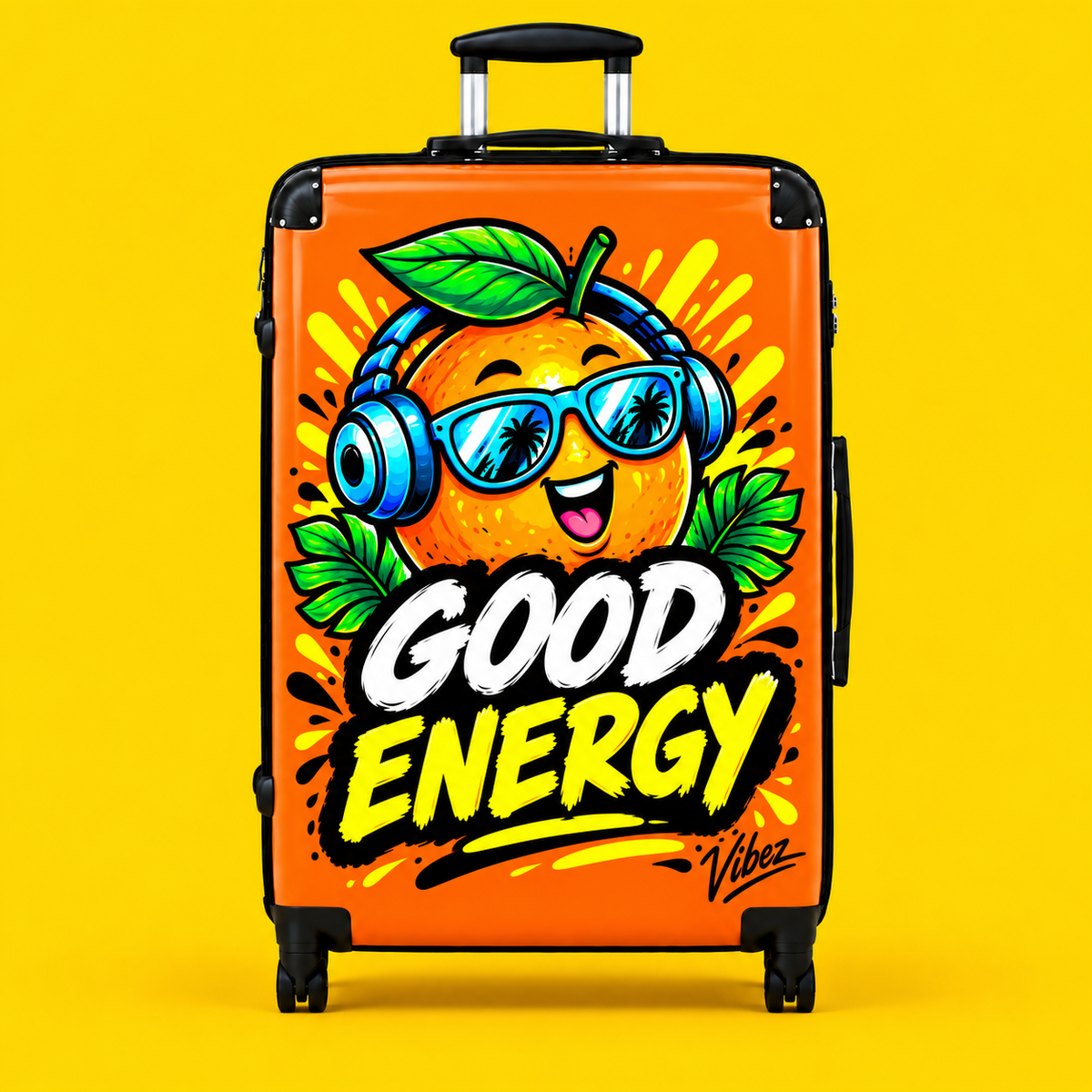 Good Energy Orange Character Suitcase | Bright Travel Luggage