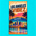 Los Angeles Vibez Towel, California Beach Towel, Hollywood Travel Gift, Colorful Cityscape Bath Towel, LA Souvenir
