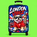 London Vibez Bulldog Luggage Cover | UK Skyline Suitcase Protector