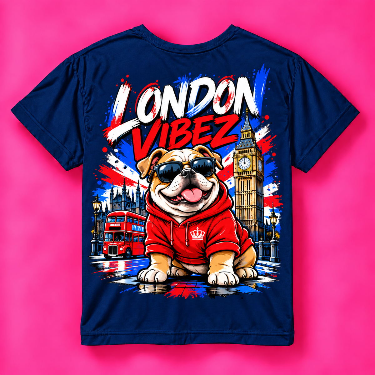 London Vibez Bulldog Graphic Kids Jersey | Union Jack, Big Ben
