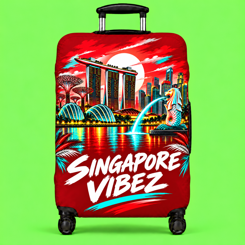 Singapore Vibez Luggage Cover | Marina Bay Sands Merlion Travel Sleeve