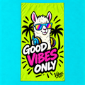 Llama Sunglasses Good Vibes Only Beach Towel | Neon Palm Tropical
