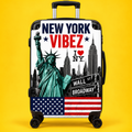 New York Suitcase | White NYC Hard Shell Carry On Luggage | Travel Suitcase | New York Vibez Collection  | Gift for Travelers