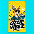 Ozzie Vibez Kangaroo Sunglasses Beach Towel | Sydney Opera House Design