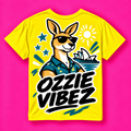 Ozzie Vibez Kangaroo Graphic Kids Jersey | Yellow Sports Tee