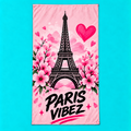 Paris Vibez Eiffel Tower Floral Beach Towel | Pink Cherry Blossom